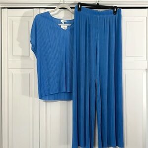 Women’s blue pleated set size large nwt